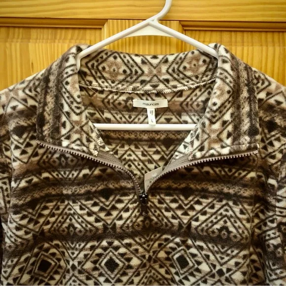 New With Tags Maurices Quarter Zip Jacket in Brown Southwestern Pattern, Large - Picture 7 of 7